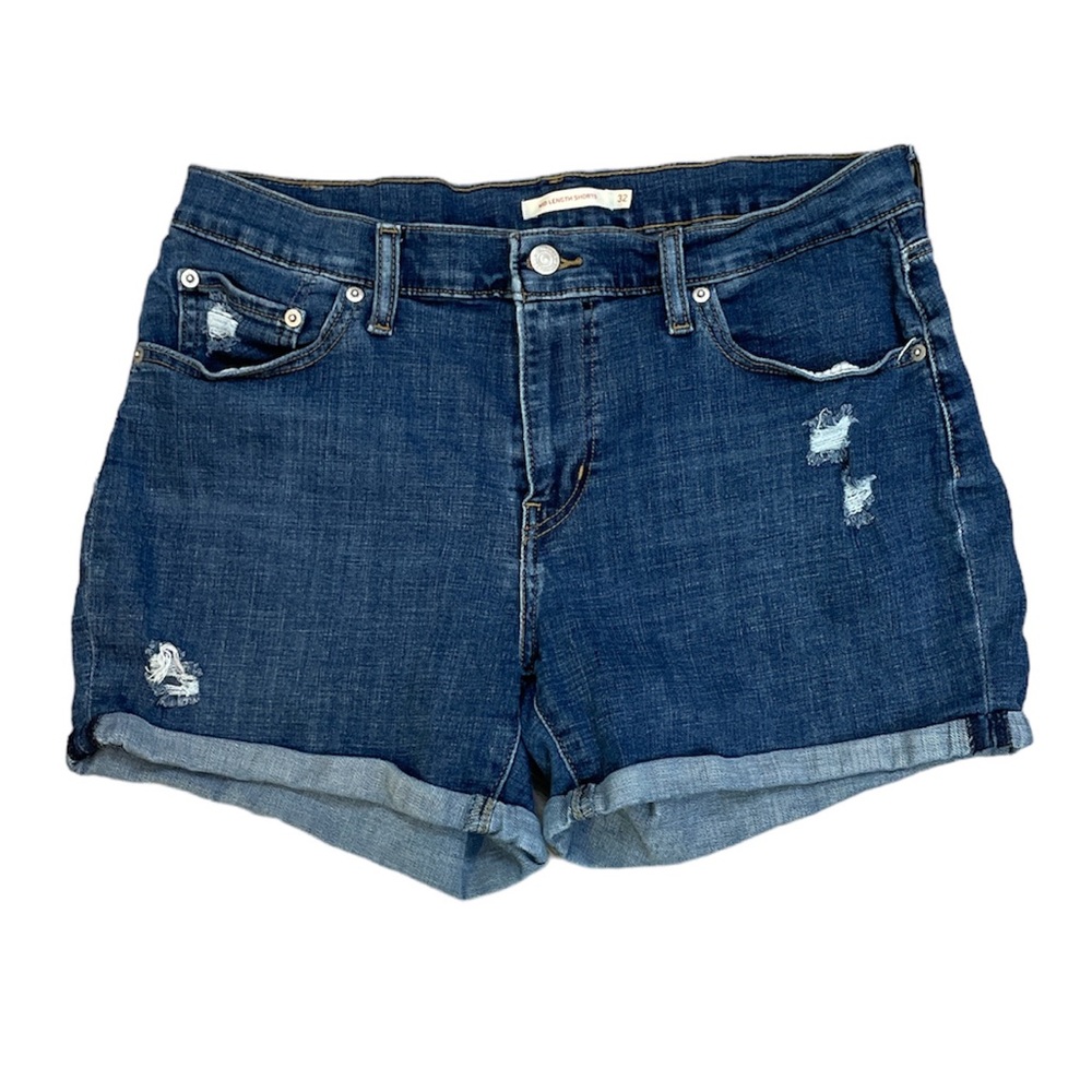 Levi’s Mid-Length Shorts Denim Distressed Rolled Cuff Size 32